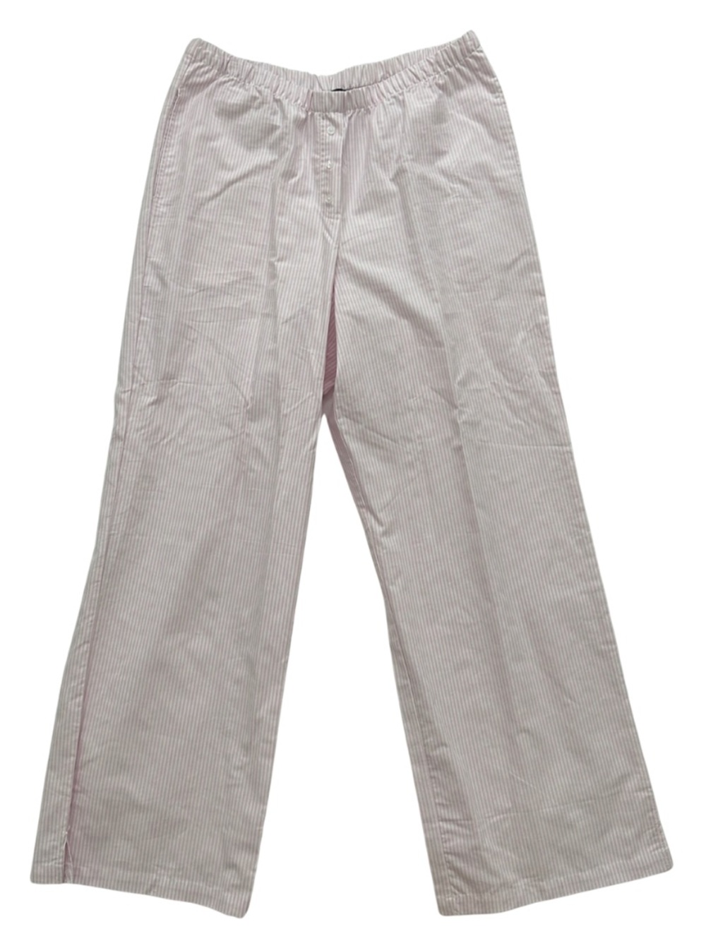 NWOT striped poplin loungewear pants pink and white with bows- Size Large